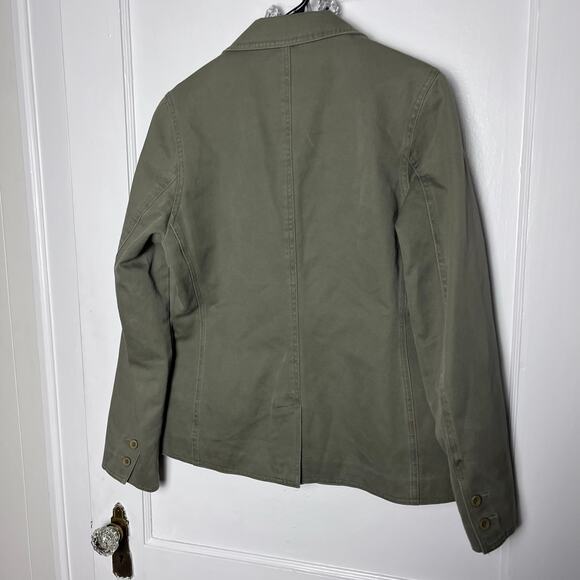 L.L. Bean Y2K Women's Green Canvas Plaid Flannel Lined Jacket Size Small - Picture 9 of 10